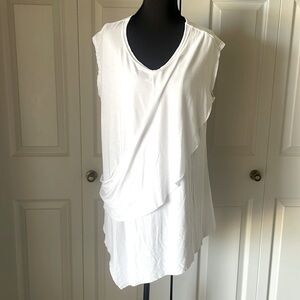 Ruby Jane | Sleeveless everyday cupro splice top. White. Size 1X. Made USA